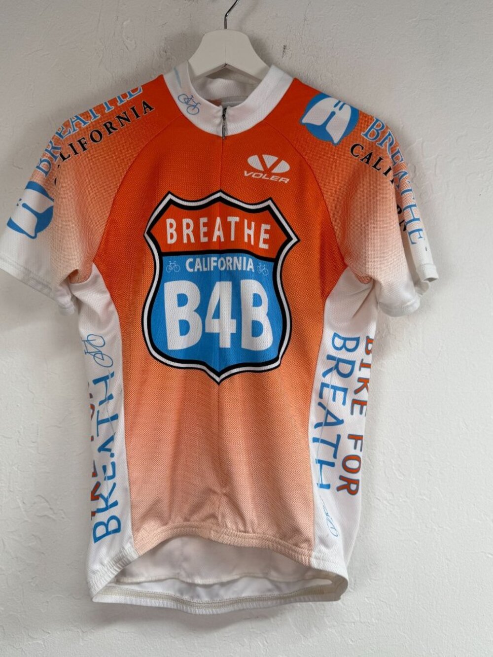 VOLER Mens Breathe California B4B Cycling Jersey Orange White Gorpcore Small